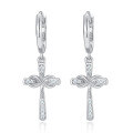 wholesale S925 Sterling Silver Moissanite Cross Ear Studs Infinity Symbol Fashion Trendy Minimalist Versatile Earrings-0-10