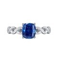 wholesale S925 Sterling Silver Simulated Sapphire 6*7 Ice-Cut Heart-Shaped Ring for Women, Hot Seller in Live Streams-0-4