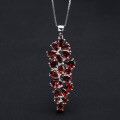 wholesale 925 Silver Natural Gemstone Pendant with Design Sense, Grape Cluster Style Garnet Crystal Necklace-0-1