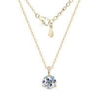 S925 Silver D Color Moissanite Three-Prong Single Stone Pendant Necklace-1.5-carat three-prong solitaire necklace [K gold]  925 silver