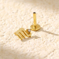 wholesale 925 Sterling Silver Piercing Studs Earrings Twelve Zodiac With Flat Back  For Women-Gold (Scorpio)  925 Silver (Price per piece)