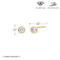 wholesale 925 Sterling Silver Minimalist Round Zircon Stud Earrings For Women-925 silver plated with gold-3MM 925 silver