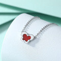 wholesale S925 Sterling Silver Inlaid with Red Agate Butterfly Necklace, High-End 3D Versatile Pendant Choker, Amazon Best-Seller-0-2