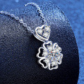 S925 Sterling Silver Moissanite Snowflake Pendant Necklace-0-0