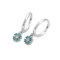 wholesale S925 Sterling Silver Floral Pendant Hoop Earrings with Sweet and Delicate Petal Diamond Accents in Ins Style-0-14
