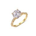 wholesale Gold S925 Silver Large Round Moissanite Ring with Waterdrop Accent Stones, eBay Best-Selling Women's Ring-0-4