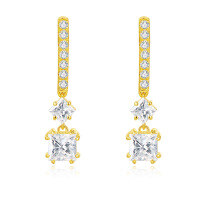 wholesale 14k gold small designer fancy-shaped lab-grown diamond earrings with real diamond accents, radiant cut stud earrings for women, K gold jewelry-14k gold cultured diamond earrings