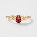 wholesale S925 Sterling Silver Japanese-style New Garnet Ring for Women, Light Luxury Niche Design, Diamond-shaped Ring, Vintage and Artistic Hand Jewelry-0-2