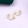 wholesale Gold-plated 925 Sterling Silver Hypoallergenic Korean Minimalist Sweet Pearl Twist Rope Earrings for Women, Wholesale from Source Factory-0-3