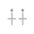 wholesale S925 Sterling Silver D Color VVS1 Moissanite Cross Earrings Wholesale, European and American Hip Hop Style Moissanite Earrings Wholesale-0-4