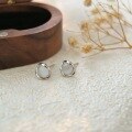 wholesale 999 Silver Geometric Inlaid Stud Earrings for Women, Minimalist Stylish Versatile Earrings Hypoallergenic for Fresh Piercings Trendy-0-4