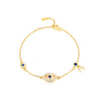 wholesale 925 Sterling Silver Evil Eye Bracelet Light Luxury High-End Inlaid Blue Zircon Chain Cross-Border Europe, America, and Middle East Jewelry-Style 10-Gold 925 Silver