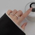 wholesale Sterling silver retro minimalist Thai silver small fish ring, fashionable distressed ins style, Japanese-inspired elegant adjustable openable accessory-0-1
