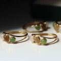 wholesale S925 silver and gold-plated natural Hetian jade multi-gem wide open ring fashion stackable ring-0-2