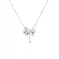 wholesale Sterling Silver Maker S999 Sweet Style Bow Necklace Women Light Luxury High-End Collarbone Chain Valentine's Day Gift-0-4