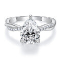 wholesale 18K Gold Plated S925 Sterling Silver Cross-Border New 2-Carat Teardrop Pear-Shaped Moissanite Ring for Women's Fashion Wedding-0-4