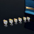 18K Gold Plated S925 Silver Four-Prong Ear Stud with Screw Back and Moissanite-0-4