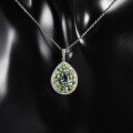 wholesale S925 Sterling Silver Inlaid with Natural Peridot and Amethyst Pendant, Light Luxury High-End Natural Gemstone Necklace Pendant-0-1