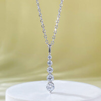 wholesale S925 Sterling Silver Minimalist Geometric Vertical Row Diamond Necklace for Women, Fashion-Forward and Versatile Cross-Border-N407 Gold &gt;925 Silver