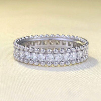 wholesale S925 silver new fashionable minimalist narrow single-row diamond starry sky edge ring for women-R732 White Diamond>No. 5