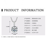 925 Sterling Silver D Color Moissanite Geometric Drop Pendant Necklace-Dazzling Four-Prong Necklace [White Gold]  925 Silver