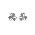 wholesale S925 silver maker's stud earrings with diamond inlaid clover love design, exquisite niche elegant high-end earrings for girlfriend-0-4