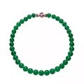 wholesale 925 Silver Gold-Plated Chain Necklace with Diamond Card, Barbara Hutton Natural Green Agate Beaded Pendant for Women-0-4