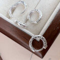wholesale S925 Sterling Silver Small Textured Hoop Earrings for Women, Minimalist, Understated, Niche, Versatile, European and American Style Ear Studs-0-5