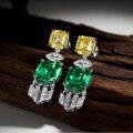 wholesale 925 Silver Gold-Plated Earrings with High-Carbon Diamond Muzo Green Octagonal Cut Fringe Exquisite Versatile Jewelry Women's Ear Drops-0-4