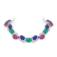 wholesale 925 Silver Gold-Plated High-Carbon Diamond Cartier Fruit Basket Fruit Salad High-End Vintage Banquet Vintage Bib Necklace-Fruit Bag>925 Silver