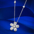 wholesale S925 Silver New Five-Petal Flower Petal Necklace Pendant for Women, Fashionable Socialite Style Live Streaming Edition-0-1