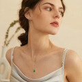 S925 Silver Y-Shaped Teardrop Emerald Imitation Pendant Necklace-0-0