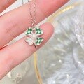 wholesale S925 metal maker four-leaf clover necklace, Korean-style trendy zircon fashion color-blocking petal necklace for women, ready stock wholesale-0-2