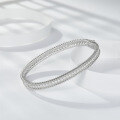 wholesale 18k gold-plated 925 silver full Moissanite bead edge narrow bangle bracelet, versatile for stacking-0-4