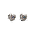 wholesale S925 Sterling Silver Blue Diamond Heart Ear Cuff Ins Style Fresh Design Heart-shaped Earrings for Women M04765-0-4
