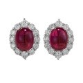 wholesale S925 silver new 8*10mm full diamond-encrusted simulated pigeon blood red chalcedony earrings for women-0-4