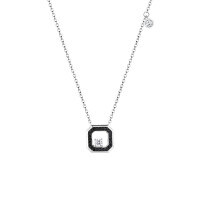 wholesale 925 Silver Korean Version INS Geometric Necklace for Women, High-End Sense Collarbone Chain, Niche Silver Foreign Trade Diamond-Inlaid Jewelry Wholesale-Platinum 925 silver
