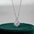 925 Sterling Silver 1-Carat Moissanite V-Neck Pendant Necklace-0-4