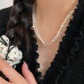 wholesale S925 Sterling Silver Women's Double Layer Natural Pearl Necklace, Luxurious Fashion Minimalist High-End OT Clasp Collarbone Chain-0-3