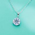 wholesale S925 Sterling Silver Moissanite Minimalist Three-Prong Single Stone Pendant Necklace for Women-0-3