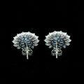 wholesale 925 Silver Gold-Plated Earrings with High Carbon Diamonds, Floral Design, and Blue Turquoise, Hot Selling Fashion Jewelry Versatile Earrings for Women-0-3