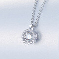 wholesale S925 Silver Inlaid 05 Carat Moissanite Pendant Necklace, Elegant and Stylish-0-2