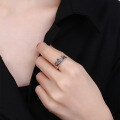 wholesale S925 Sterling Silver Korean Dongdaemun Fashion Trend New Multi-Layer Black Spinel Open Adjustable Ring for Women-0-3