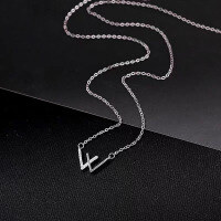 wholesale 925 Sterling Silver W Letter Necklace New Women's Xiao Zhan Same Style Bo Jun Yi Xiao Collarbone Chain Double V Neck Chain-W letter necklace (copper platinum plated)