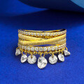 wholesale S925 Silver Gold-Plated Diamond Flexible Filigree Three-Ring Set with Tassels, Fashionable Drop Shipping-0-5