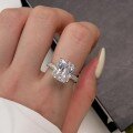 wholesale 925 Sterling Silver Cross-Border European and American Style 10*12 Sensitive Zircon Sugar Cube Ring for Women, Luxury High-End Women's Jewelry-0-0