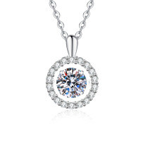 Metal Pendant with 1ct D Color Moissanite Jumping Heart-6.5mm high-carbon stone  925 silver