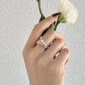 wholesale S925 Silver Japanese and Korean Pearl Ring for Women, Small and Exquisite Design with a Crown V-Shaped Closed Band Silver Jewelry-0-3
