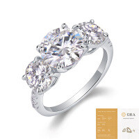 925 Silver Exaggerated Stackable Women's Rings, Custom Processing-R14148 Moissanite 3 carats + 1 carat + 8 stones (with GRA certificate)  US size 7/Hong Kong size 15