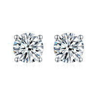 wholesale 925 Silver Classic Four-Prong Fashion Light Luxury Moissanite Stud Earrings, Live Supply Chain, Spot Wholesale 05-1 Carat-30 minutes